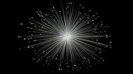 Fototapeta premium Minimal Style Single Firework Burst Top-Down Composition - White Background High Detail Crisp Lines New Year Celebration Design Material