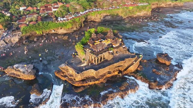 Aerial view of Tanah Lot Temple in Bali, Indonesia.