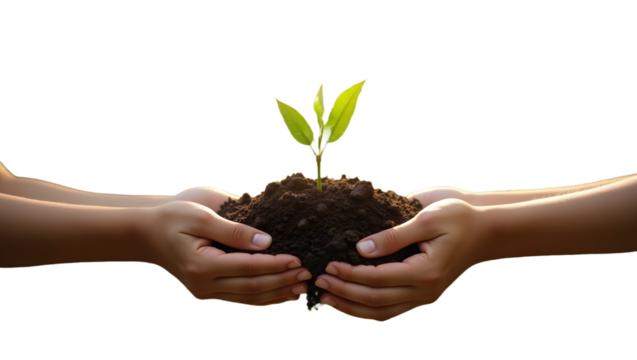 hands holding a plant