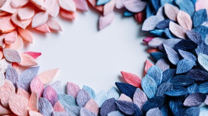 Obraz premium Colorful petals arranged in a circular design on a white background