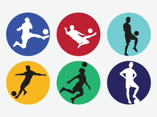 soccer player silhouette icon in circle for sticker