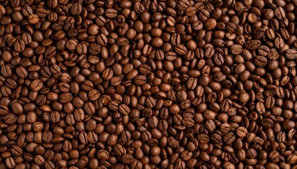 Roasted coffee beans, rich brown hues, textured surface, aromatic background