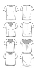 Shirt Sketches: Four Styles, Front & Back