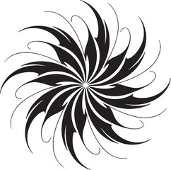 Black Floral Vector Graphic with Abstract Petals