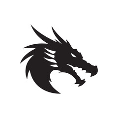 Black Dragon Head Logo Silhouette Vector Illustration