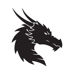 Black Dragon Head Logo Silhouette Vector Illustration