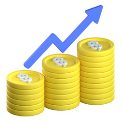 Finance Growth 3D Icon Colorful Design