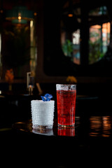 Colorful Cocktail Duo on Black Background