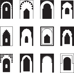 Islamic arch silhouettes decorative patterns vector