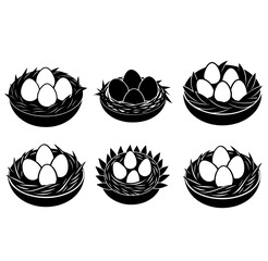 Eggs and nest. Cut files for Cricut silhouette vector illustration