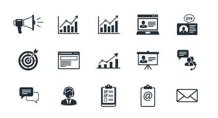 Collection of Business and Marketing Icon Set.