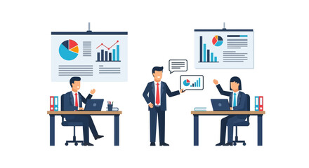 Business Team Presenting Data and Analyzing Charts.