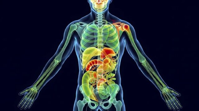 Viewing Human Anatomy Skeleton and Internal Organs Medical Animation