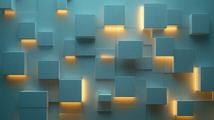 Abstract geometric pattern of light-lit cubes