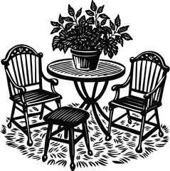 Garden Chairs and Table Vector