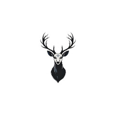 Graceful deer head on a dark backdrop presents a striking silhouette, perfect for nature-themed designs and wildlife art.