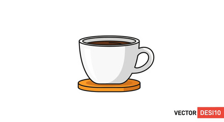 Vector Illustration of Coffee Cup on Coaster.