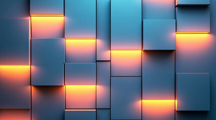 Abstract geometric pattern of lit squares