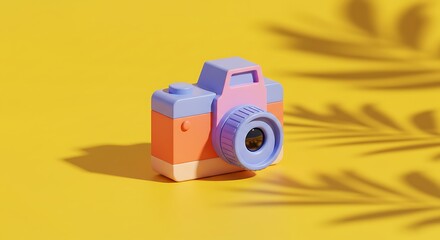 Toy Camera on Yellow Background