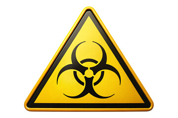 Yellow triangle biohazard warning sign with black symbol isolated on a transparent background danger