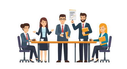 Business Team Meeting Around a Wooden Table.