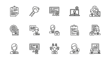 Fototapeta premium Business and Employment Icons in Simple Black Outlines.