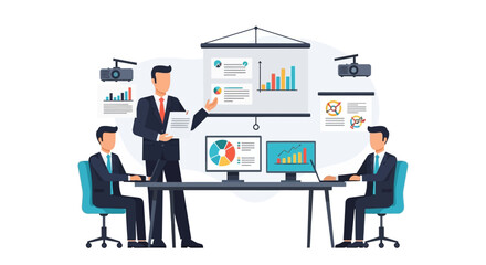 Fototapeta premium Business Team Presentation with Charts and Graphs.