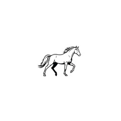 Galloping horse silhouette against a black background evokes freedom and power, ideal for artistic projects and equestrian themes.