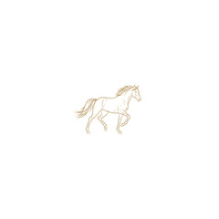 A regal horse gallops with golden outlines against a dark backdrop, representing strength, agility, and the beauty of equestrian art.