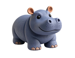 Cute 3D Hippo Illustration