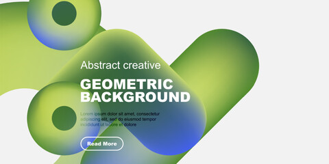 Abstract geometric shapes, vibrant colors, text overlay, modern design. Background suggests creativity, innovation, digital art.