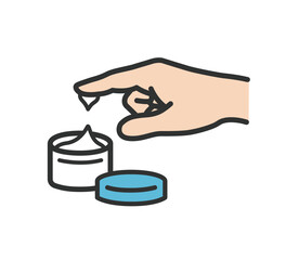 軟膏を手で塗るイラスト