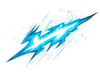 Fototapeta premium comic zap bolt vector in neon blue with clean edges and small glow, white background 