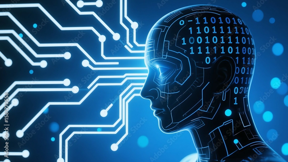 Poster ai technology artificial intelligence digital brain machine learning neural network future concept