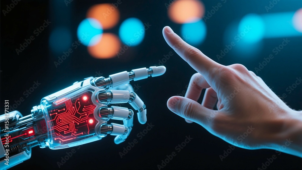 Aufkleber robotics ai artificial intelligence future technology human machine interface connection concept tec