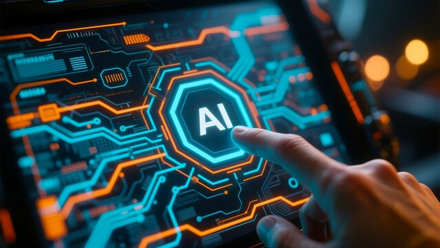 Ai artificial intelligence technology concept digital transformation future innovation interface touch screen - Powered by Adobe