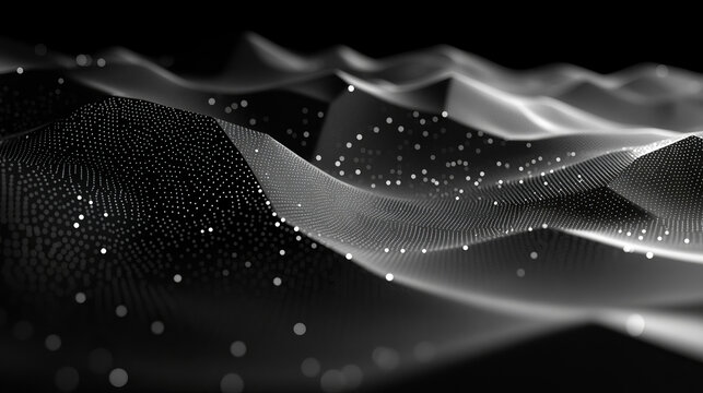 Abstract digital landscape of undulating lines and points (1)