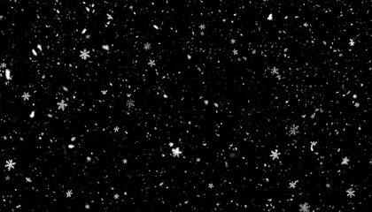 Winter snowfall on black background