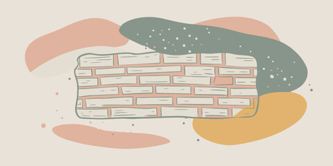 Abstract Brick Wall with Organic Shapes in Neutral Colors for Backgrounds and Modern Design Projects