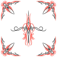 retro classic design pinstripe for hotrod car decal painting tribal custom culture freehand drawing vector illustration 