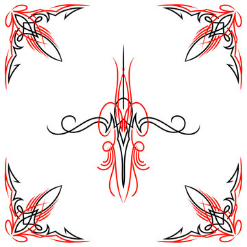 retro classic design pinstripe for hotrod car decal painting tribal custom culture freehand drawing vector illustration 