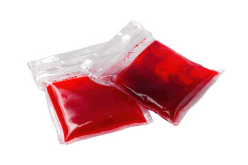 Red Liquid Filled Plastic Pouches