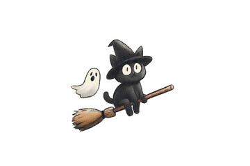 Halloween Cat And Ghost
