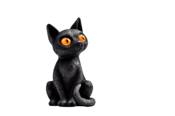 Black Cat Figurine on Black