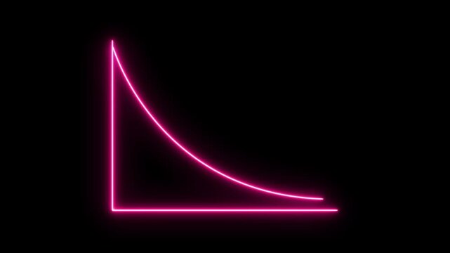 Glowing neon business graph arrow down animation. Rising neon colored line graph showing upward trend in stock market. business chart growth concept black background.