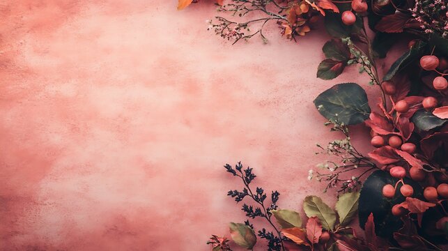 Autumnal arrangement on a blush background