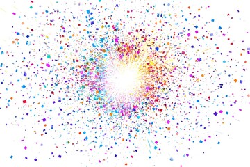 glitter explosion vector with colorful confetti and sparkles, radiating from center on white background 
