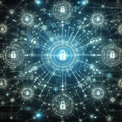 Obraz premium Digital Security connections radiating outward