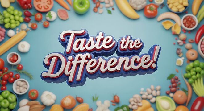 Vibrant food arrangement with a quote to enhance culinary appreciation