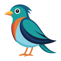 Cute blue cartoon bird illustration with a red beak and funny wings